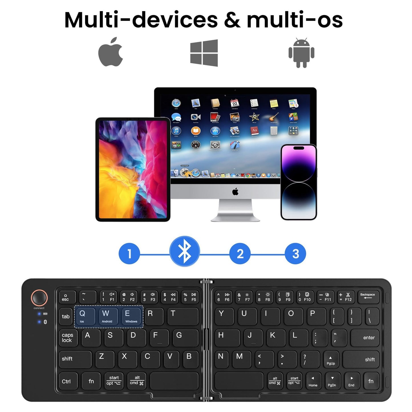 Ultra-Slim Foldable Bluetooth Keyboard – Dual-Mode with Smart Charging