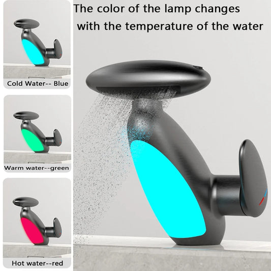 Big LED Faucet – 4-Way Water Outlet, Hot & Cold, Self-Powered by Water Flow