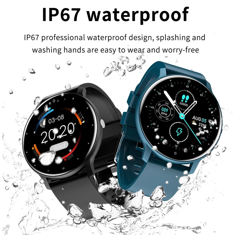 ZL02 smartwatch with 1.28-inch screen, silicone band, tracks heart rate, blood pressure, blood oxygen, and steps