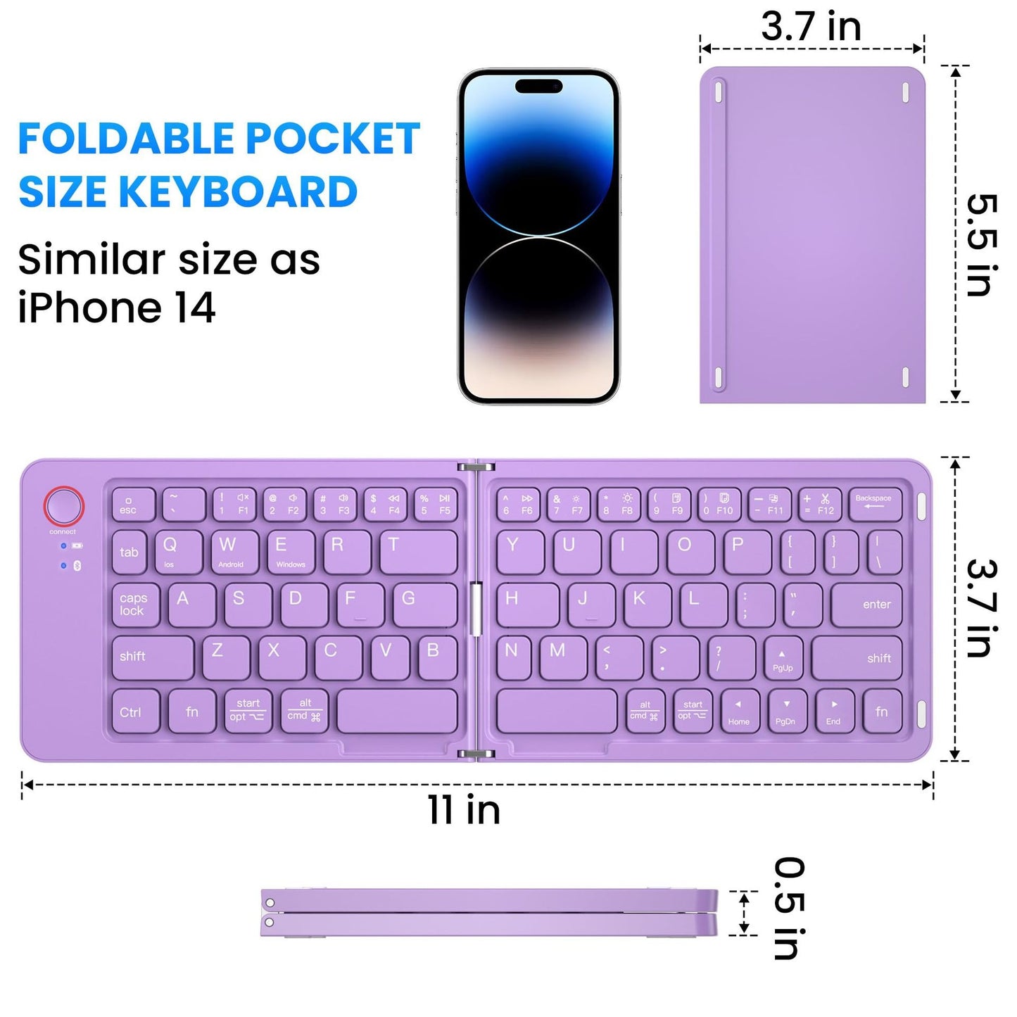 Ultra-Slim Foldable Bluetooth Keyboard – Dual-Mode with Smart Charging