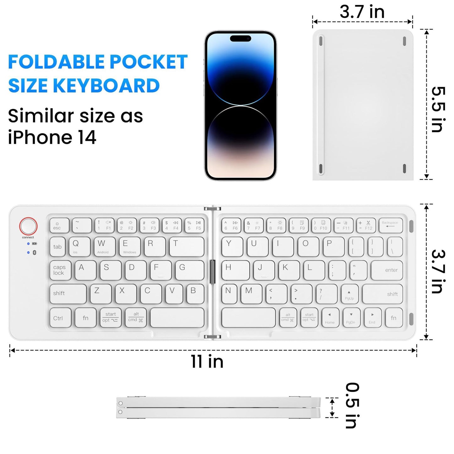 Ultra-Slim Foldable Bluetooth Keyboard – Dual-Mode with Smart Charging