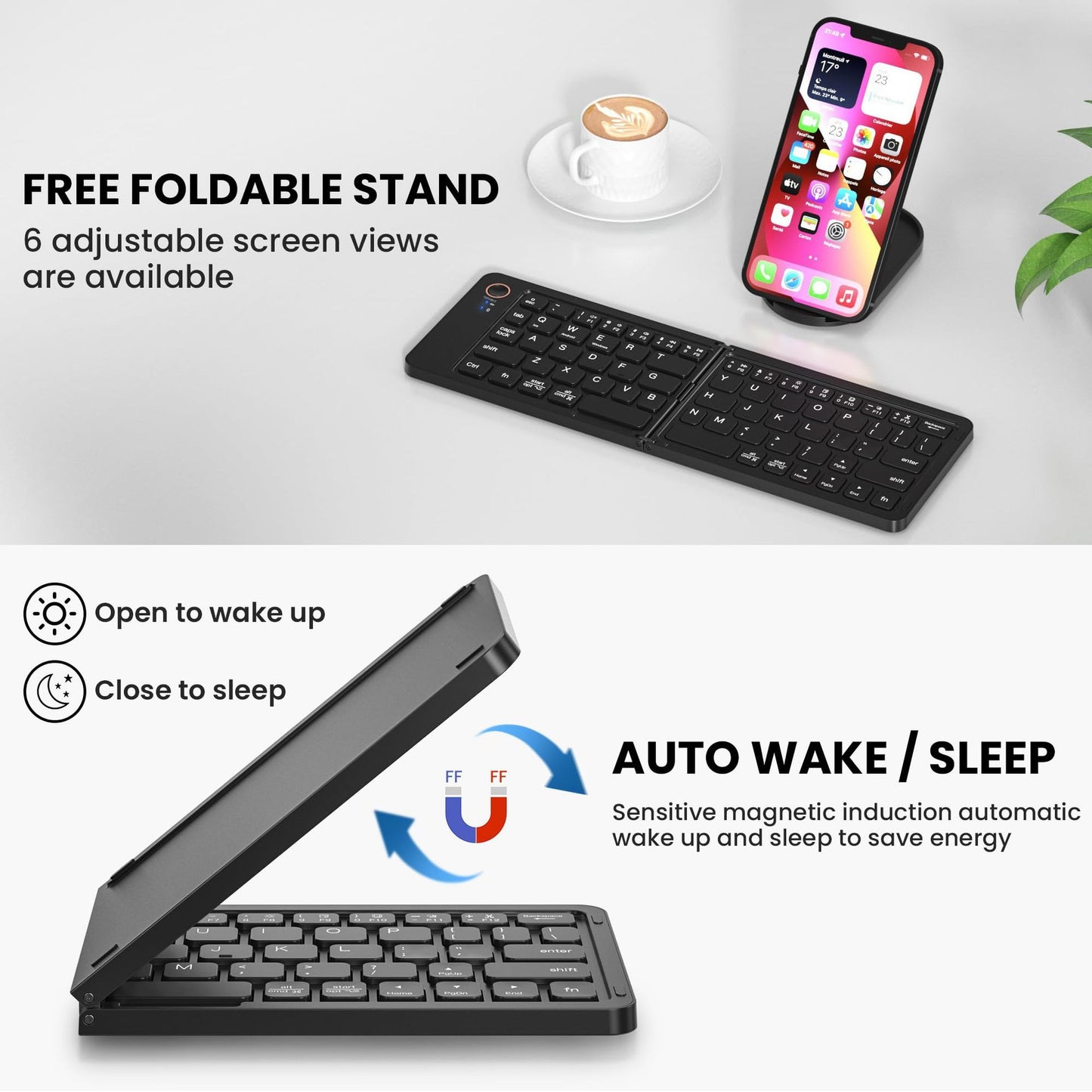 Ultra-Slim Foldable Bluetooth Keyboard – Dual-Mode with Smart Charging
