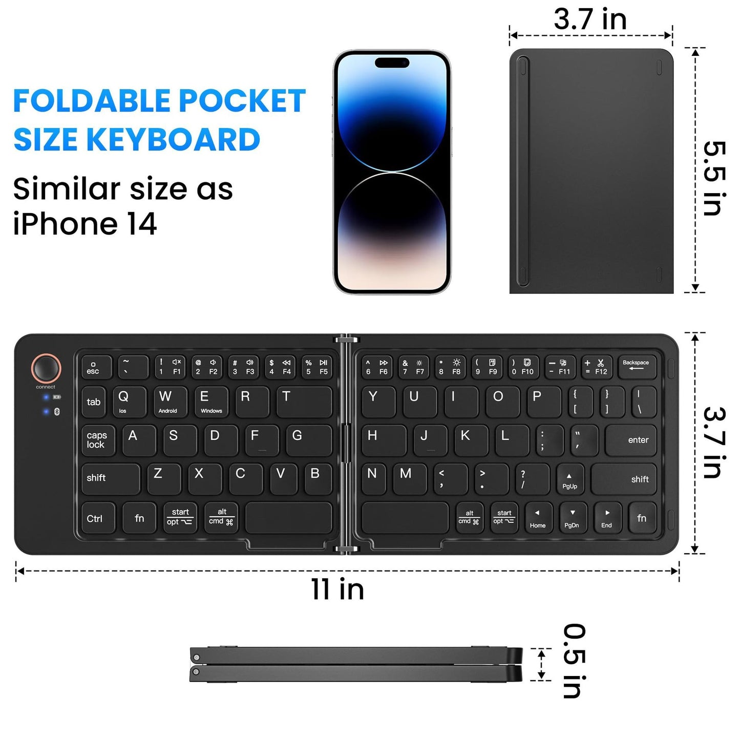 Ultra-Slim Foldable Bluetooth Keyboard – Dual-Mode with Smart Charging