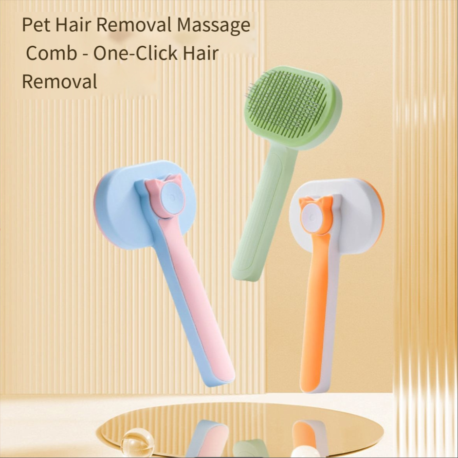 Pet Self-Cleaning Grooming Brush – Easy Hair Removal for Cats & Dogs