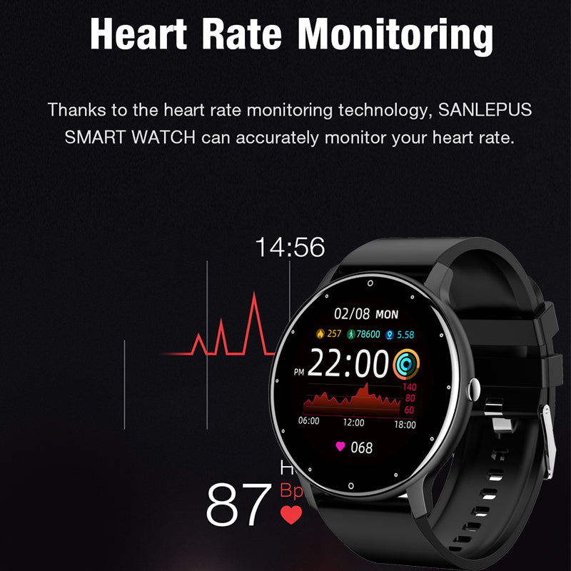 ZL02 Smart Bracelet: 1.28-inch touchscreen, silicone strap, heart rate, blood pressure, SpO2, and pedometer.
