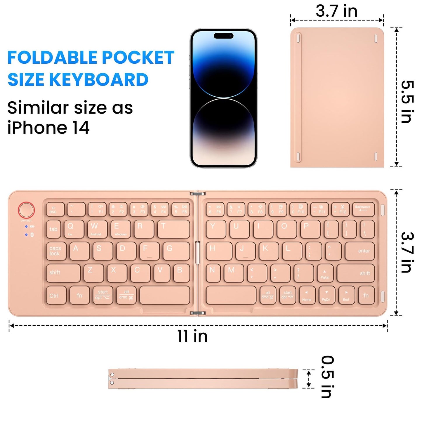 Ultra-Slim Foldable Bluetooth Keyboard – Dual-Mode with Smart Charging