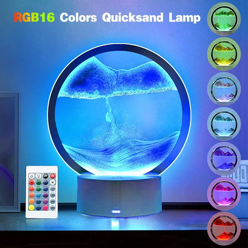 LED RGB Sandscape Lamp – 3D Moving Sand Art Night Light