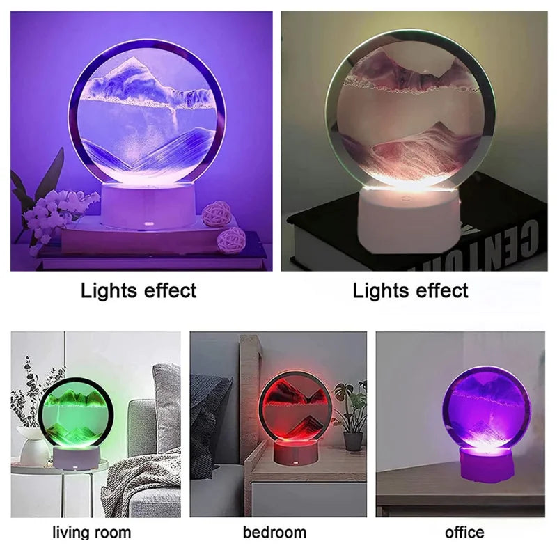 LED RGB Sandscape Lamp – 3D Moving Sand Art Night Light