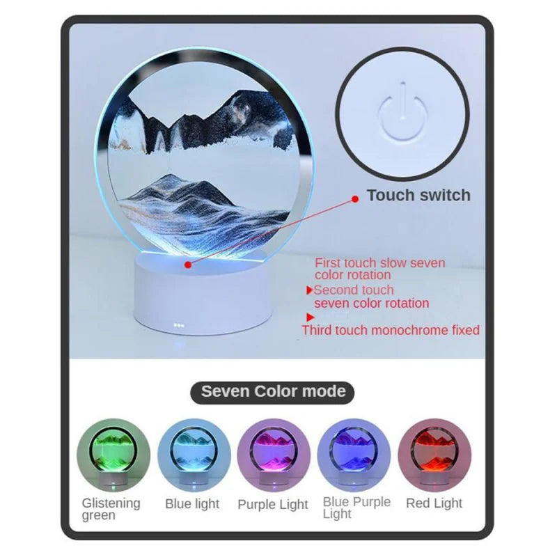LED RGB Sandscape Lamp – 3D Moving Sand Art Night Light