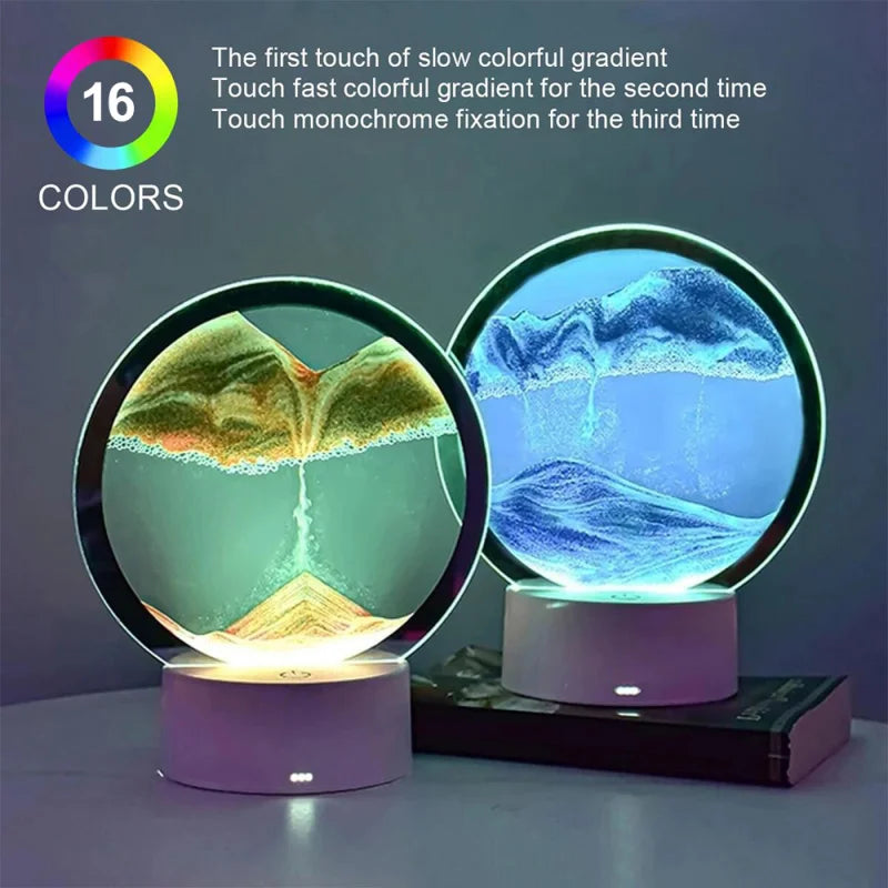 LED RGB Sandscape Lamp – 3D Moving Sand Art Night Light