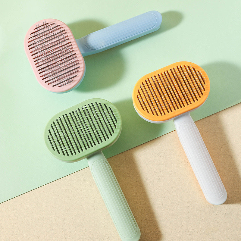 Pet Self-Cleaning Grooming Brush – Easy Hair Removal for Cats & Dogs